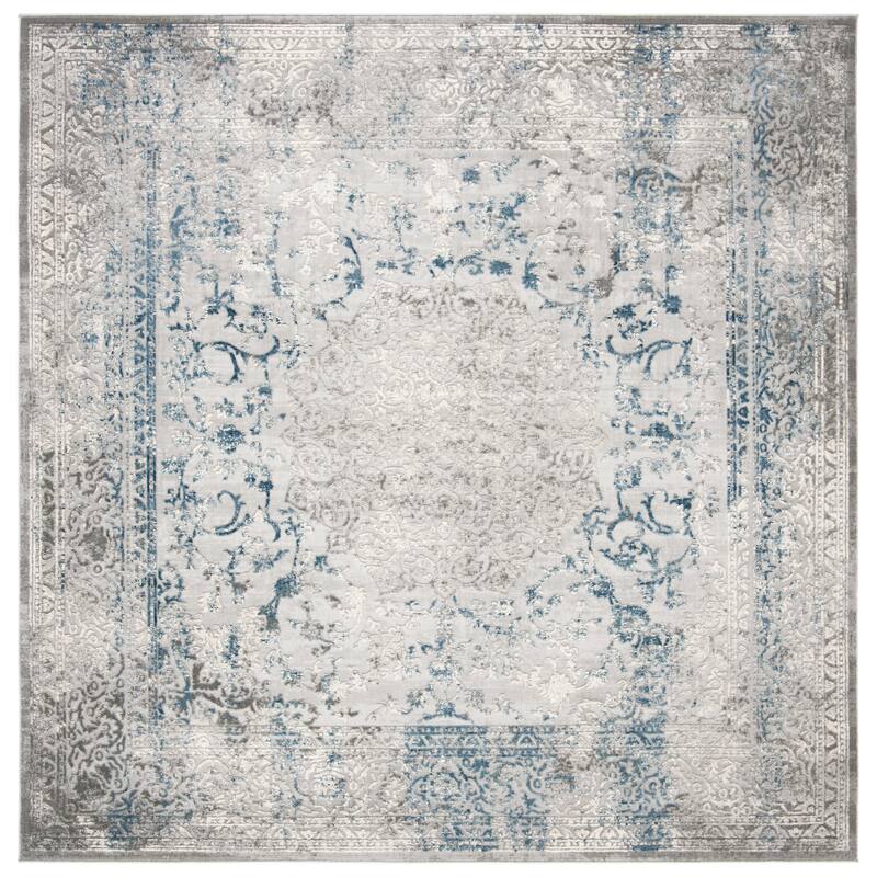SAFAVIEH Invista Sharleen Contemporary Abstract Rug - 6'7" Square - Grey/Blue