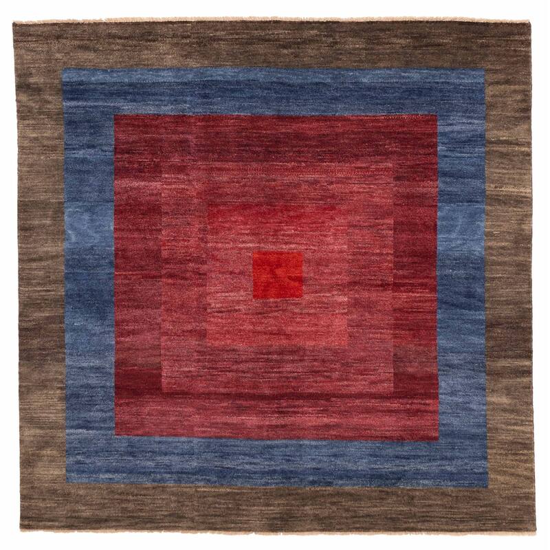 ECARPETGALLERY Hand-knotted Pak Finest Gabbeh Red Wool Rug - 7'9 x 7'8