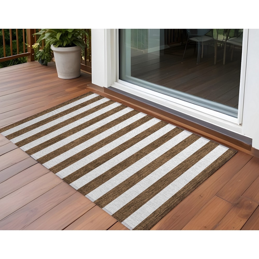 Almosi Stripe Weather Resistant Blended Style Outdoor Rug