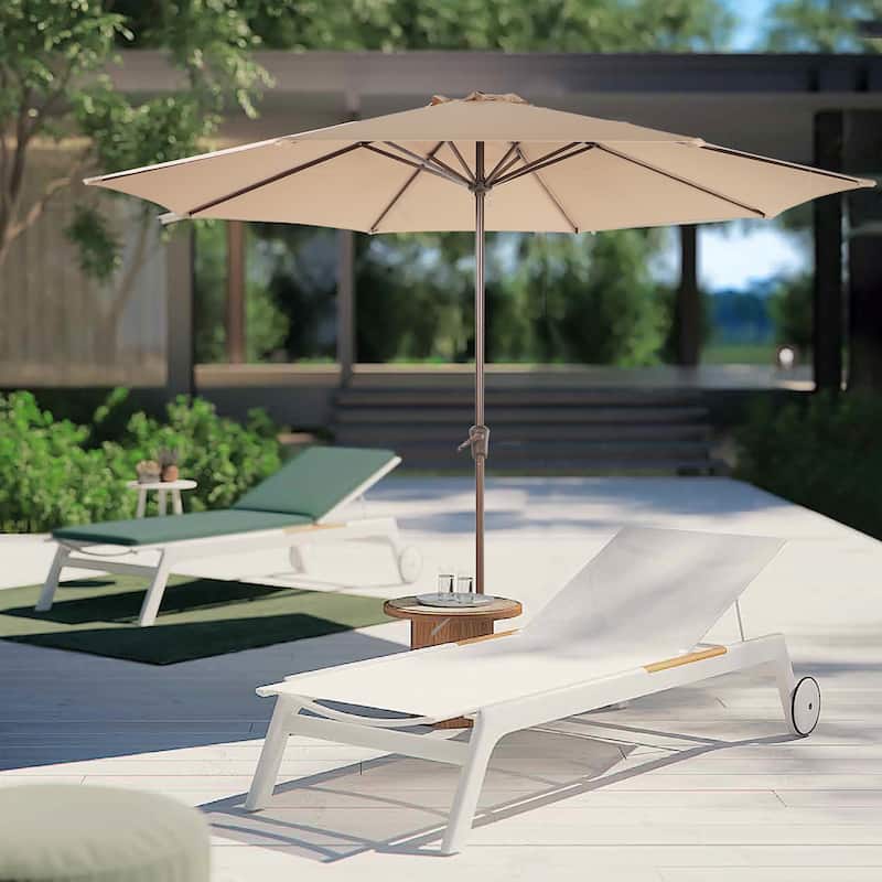 11ft Patio Market Umbrella with Crank - Beige