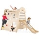 preview thumbnail 1 of 9, Costway 8-in-1 Indoor Jungle Gym Wooden Playground with Climbing Wall, - Natural - See Details Natural - See Details