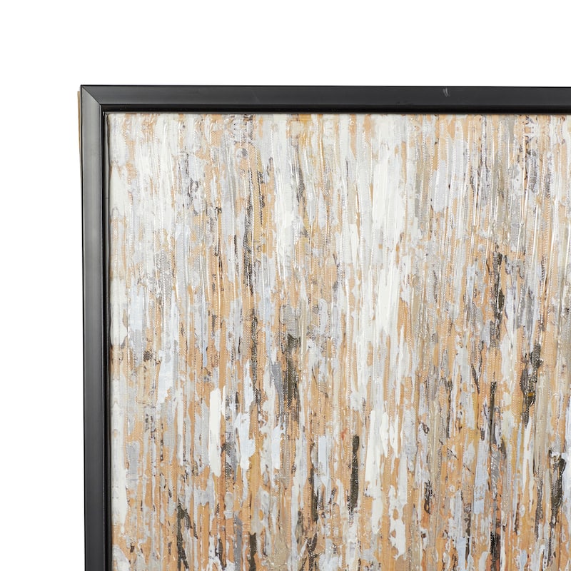 Canvas Abstract Framed Wall Art with Black Frame - White - Roche River Decor
