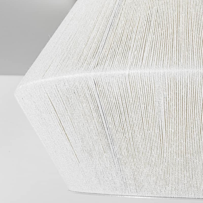 17.7" 3-Light Farmhouse Rustic Brass Ivory Rope Drum Flush Mount Ceiling Light - 17.7 in. Dia x 10.6 in. H