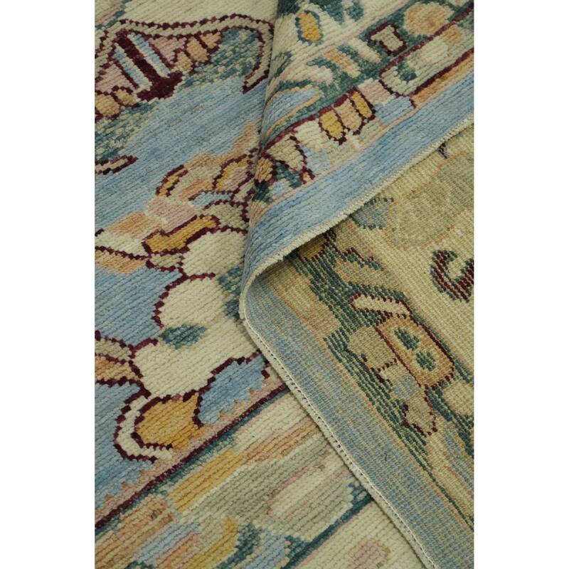 Vegetable Dye Wool Oushak Turkish Area Rug, Medallion Geometric Carpet - 9' 9'' X 8' 4''