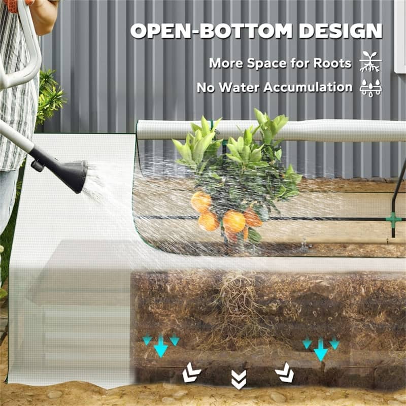 PE Steel Mini Greenhouse with Raised Planter Bed