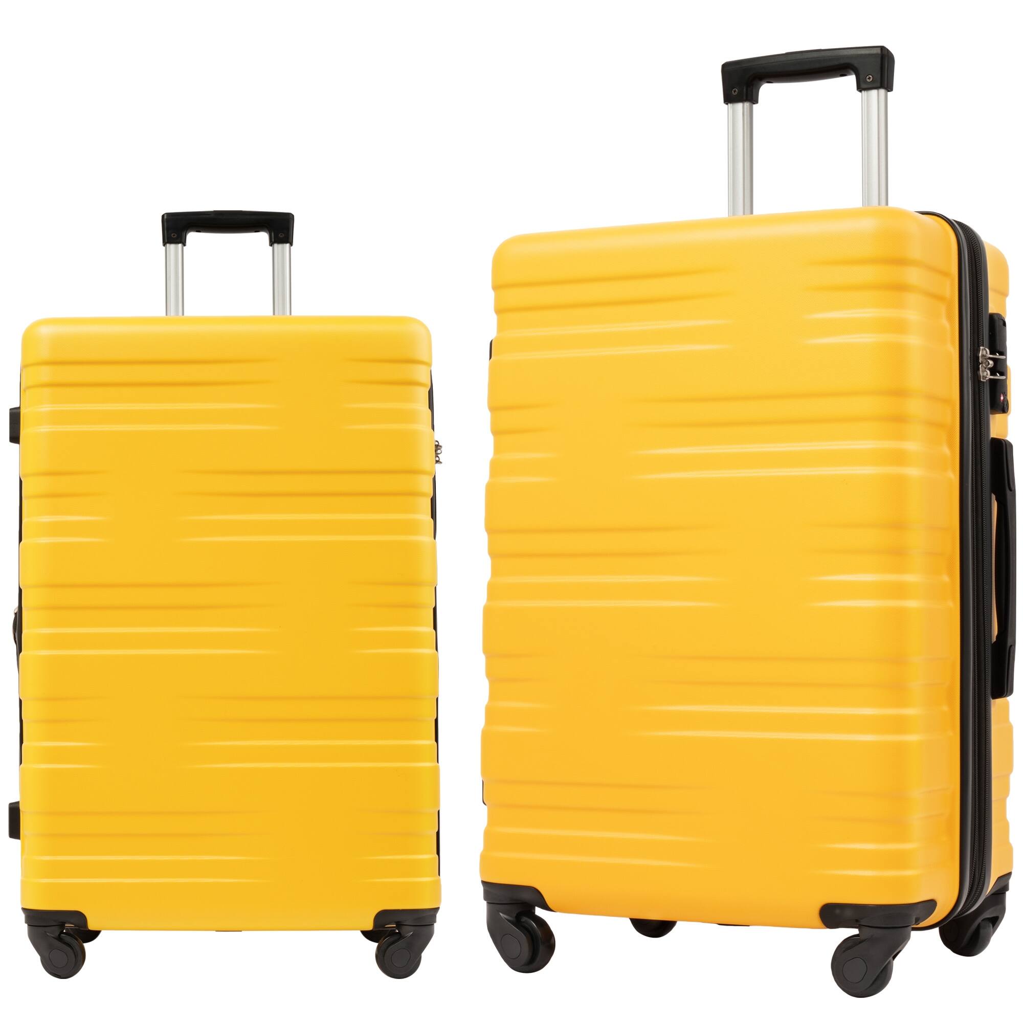 2 Piece Carry on Luggage Airline Approved Hard Case Trunk Sets, Yellow ...