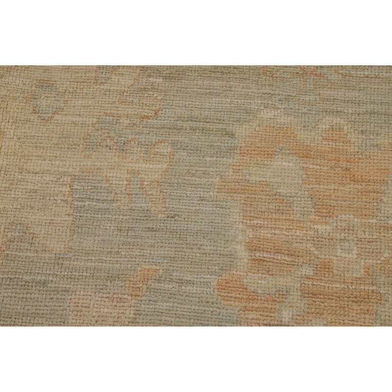 Vegetable Dye Oushak Turkish Rug Transitional Handmade Wool Carpet - 8'5"x 9'11"