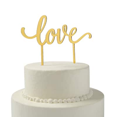 Gold Love Cake Topper, Wedding, Home Decor, Wedding & Bridal, 1 Piece - 8" x 6"