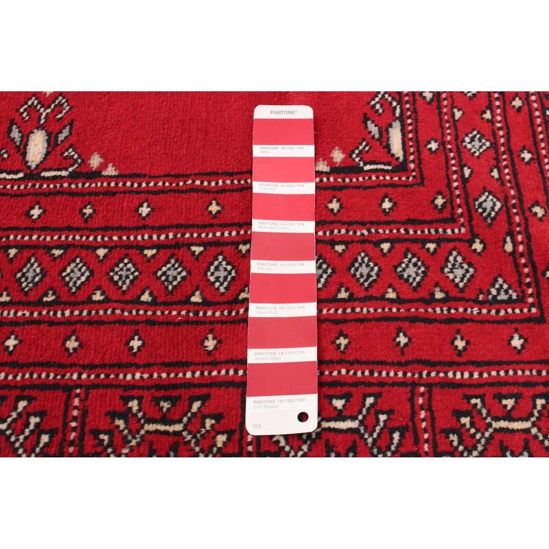 ECARPETGALLERY Hand-knotted Finest Peshawar Bokhara Dark Red Wool Rug - 8'0 x 10'7