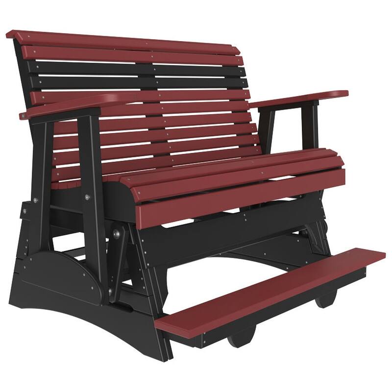 Poly Lumber Plain Rollback Balcony Glider - 4' - Cherrywood & Black