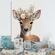preview thumbnail 1 of 6, Designart 'Cute Baby Deer With Floral Crown I' Animals Canvas Wall Art