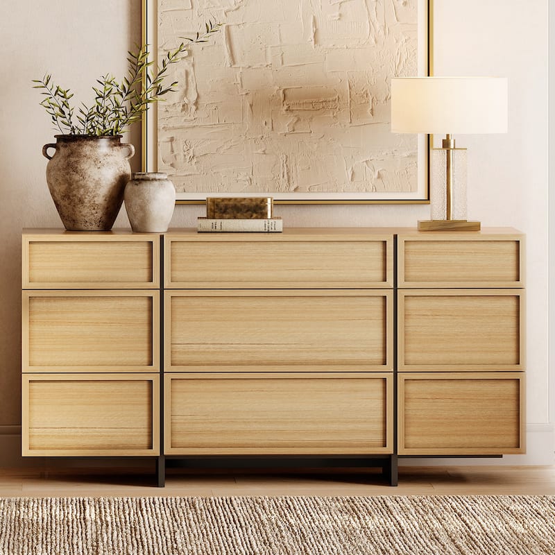 WAMPAT Modern Dresser With T-Shaped Legs - Wooden Storage Cabinet & Closet Organizer For Bedroom