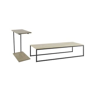 2Piece Celine 53.14 Coffee And TuckIn End Table With Steel Legs In Nude
