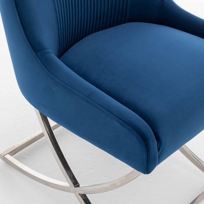 Modern Contempoary Velvet Dining Chair Set of 2 with Metal Frame Legs and Back Pull