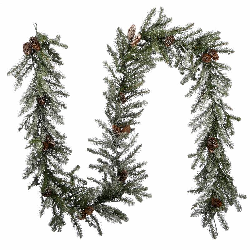 9 ft. Snowy Morgan Spruce Garland with Clear Lights - Green