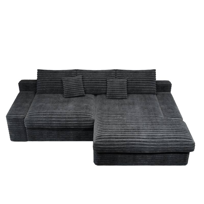 118.1" Cloud Sectional Couches for Living Room, L Shaped Modular Sofas, Corduroy Oversized Floor Couch Set with Chaise