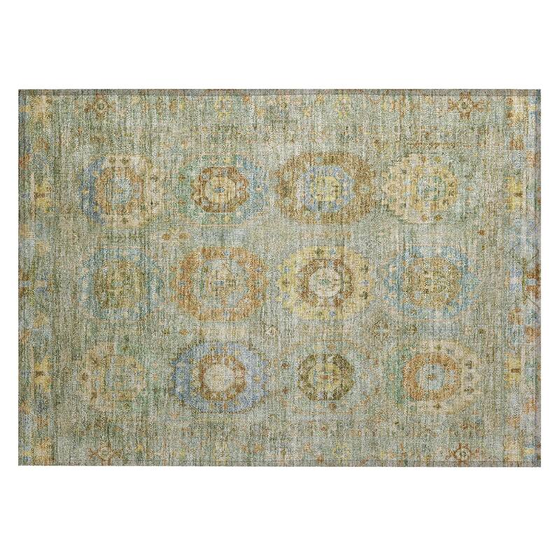 Machine Washable Indoor/ Outdoor Vintage Traditional Chantille Rug