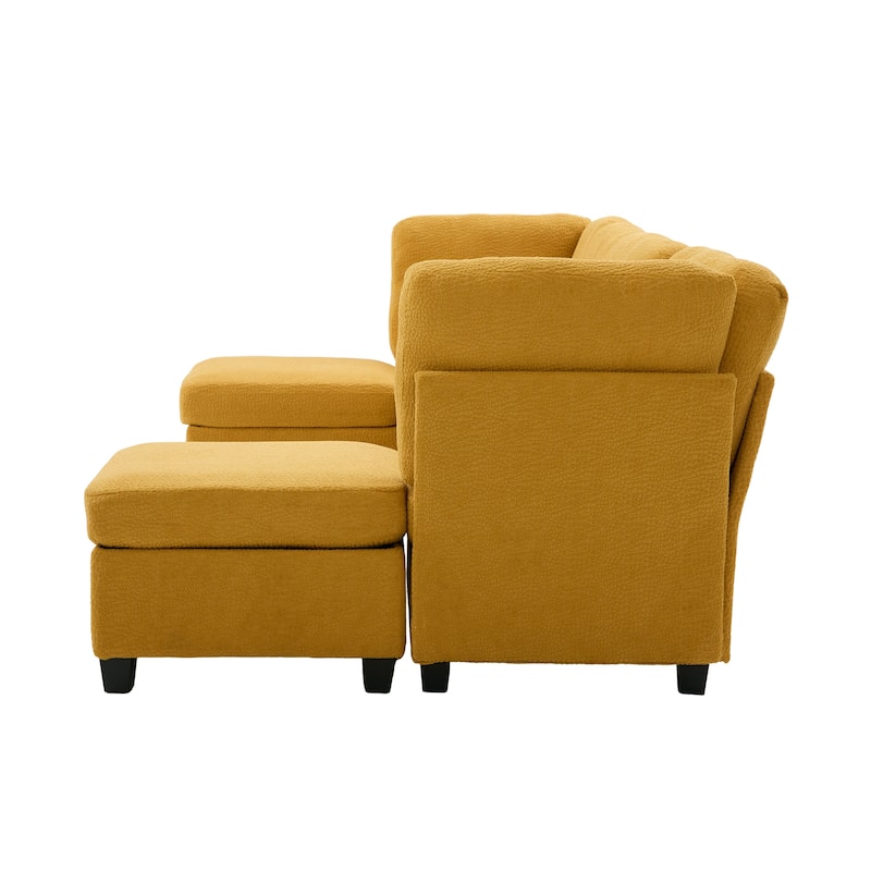 Modular Sleeper Sofa Bed U-shaped Sectional Couches with Hidden Storage Seat and Ottomans, Freely Combinable Chaise Lounge Sofa