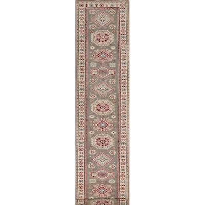 Geometric Kazak Runner Rug Handmade Traditional Wool Carpet - 2'8" x 16'4"
