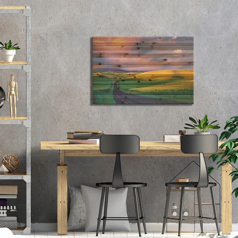 Palouse Road Print On Wood by Dennis Frates - Multi-Color