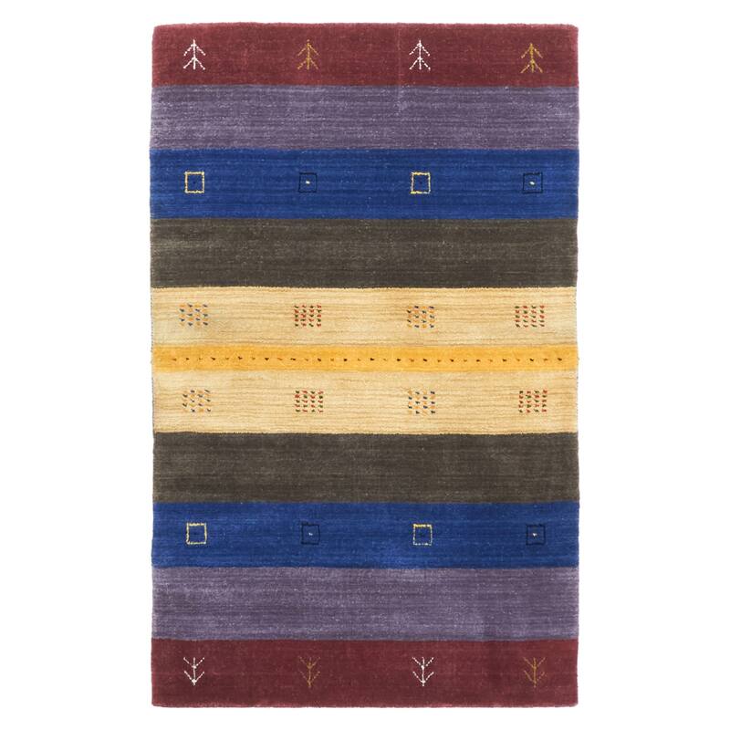 ECARPETGALLERY Hand Loomed Kashkuli Gabbeh Multi Color Wool Rug - 2'11 x 4'9