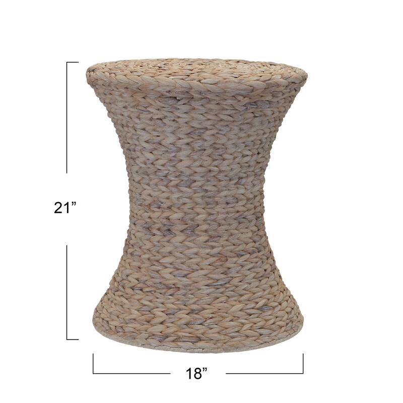 Household Essentials Handwoven Wicker Stool with Hourglass Shape