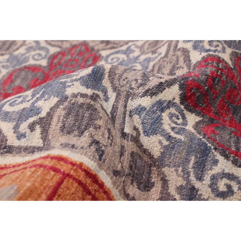 ECARPETGALLERY Hand-knotted Signature Collection Grey, Red Wool Rug - 8'10 x 12'1