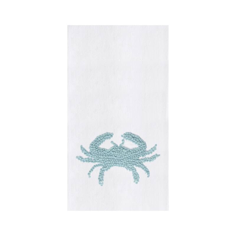 Crab French Knot Flour Sack Kitchen Towel - White