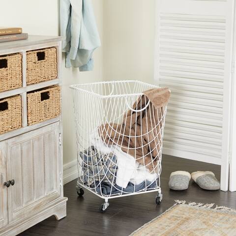 CosmoLiving by Cosmopolitan 26x16 Metal Rolling Storage Basket - 16"L x 16"W x 24"H