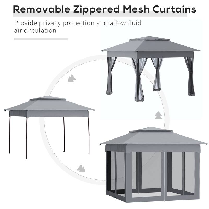 Outsunny 11' x 11' Pop Up Gazebo Canopy with 2-Tier Soft Top, and Removable Zipper Netting, Event Tent with Storage Bag