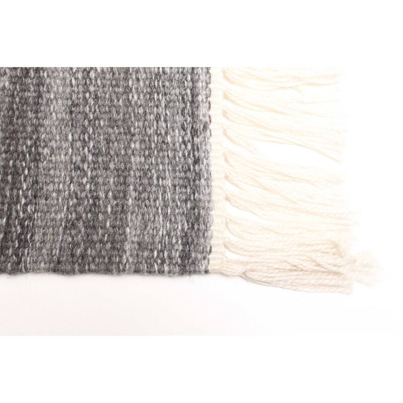 ECARPETGALLERY Flat-Weave Ankara FW Dark Grey Wool Kilim - 5'2 x 7'8