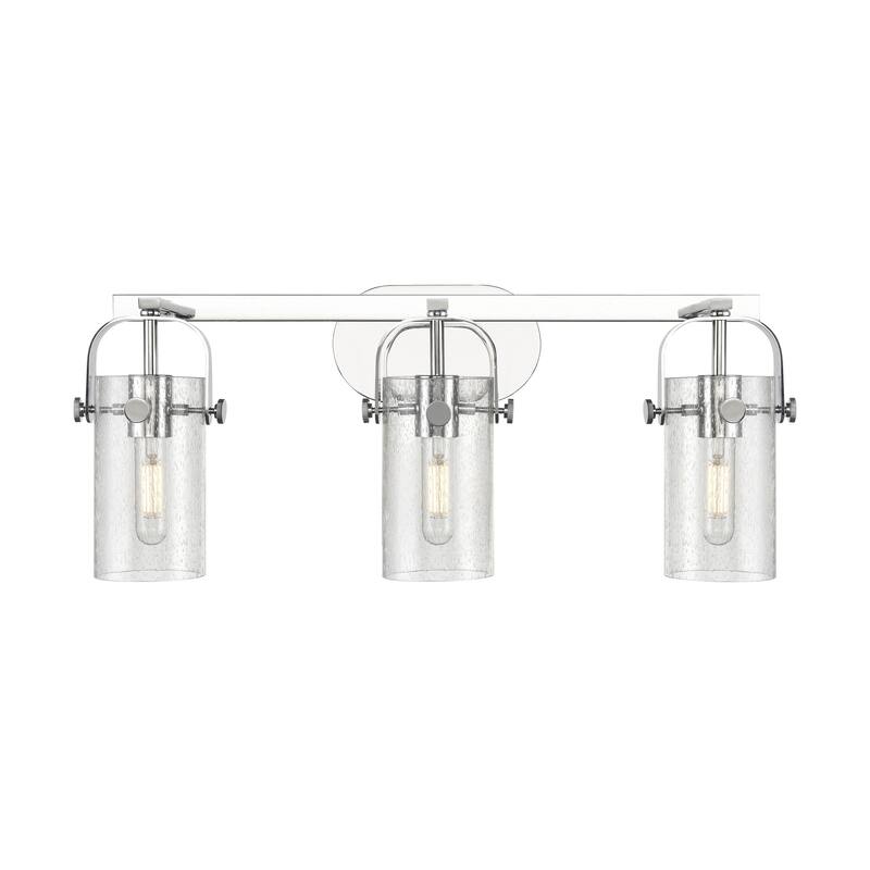 Innovations Lighting Pilaster II Cylinder - 3 Light 7" Wall-Mounted Bath Vanity Light - Polished Chrome/Seedy