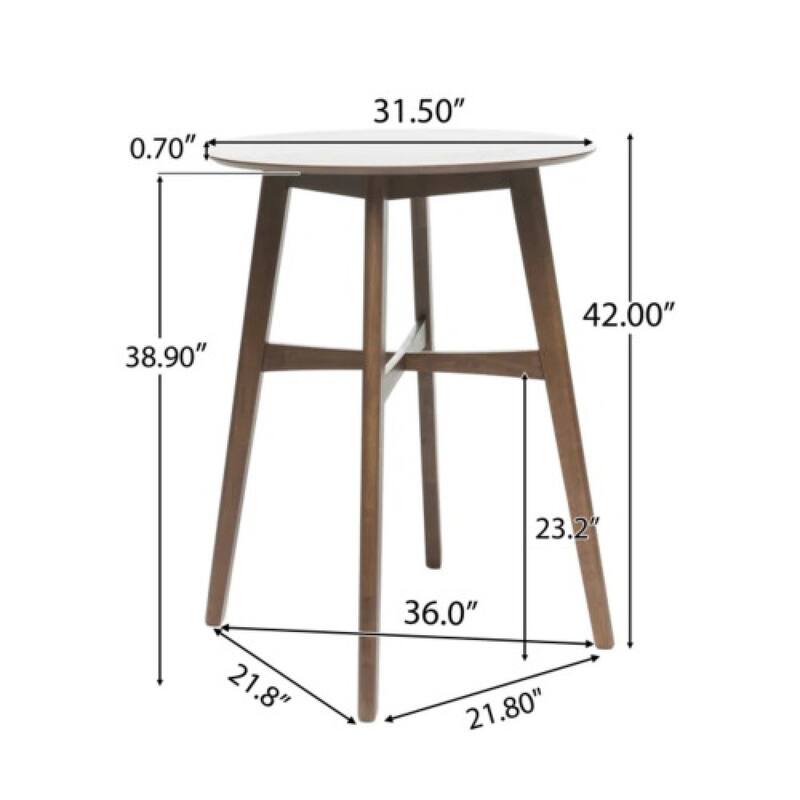 Roomfitters Mid-Century Modern Round Bar Table with Tapered Legs, 42 Inch High, Natural