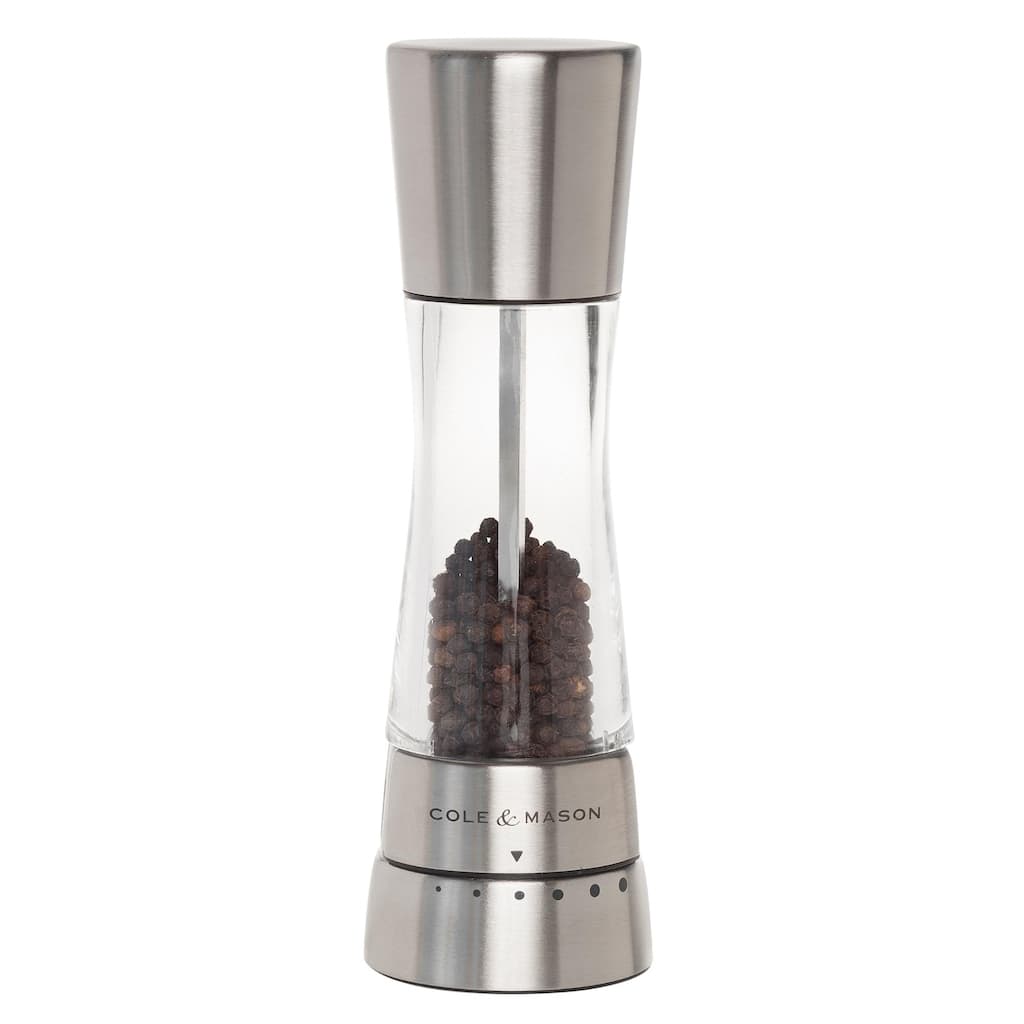 Cole & Mason Derwent Stainless Steel Silver Pepper Mill 7.5"