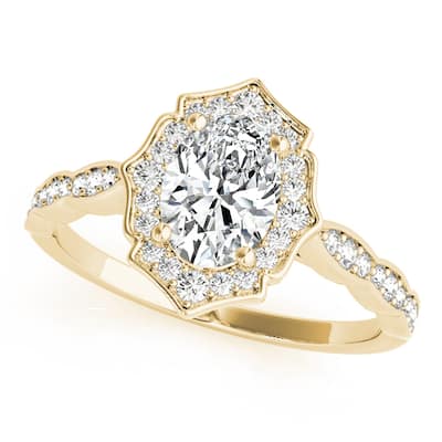 Auriya 14k Yellow Gold Lab Grown Oval Diamond Halo Engagement Ring 0.50 to 5.00 ct. tw. (F-G VS)