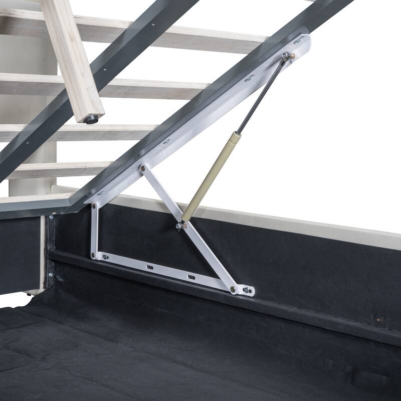 Twin XL Size Upholstered Platform Bed with Hydraulic Storage System