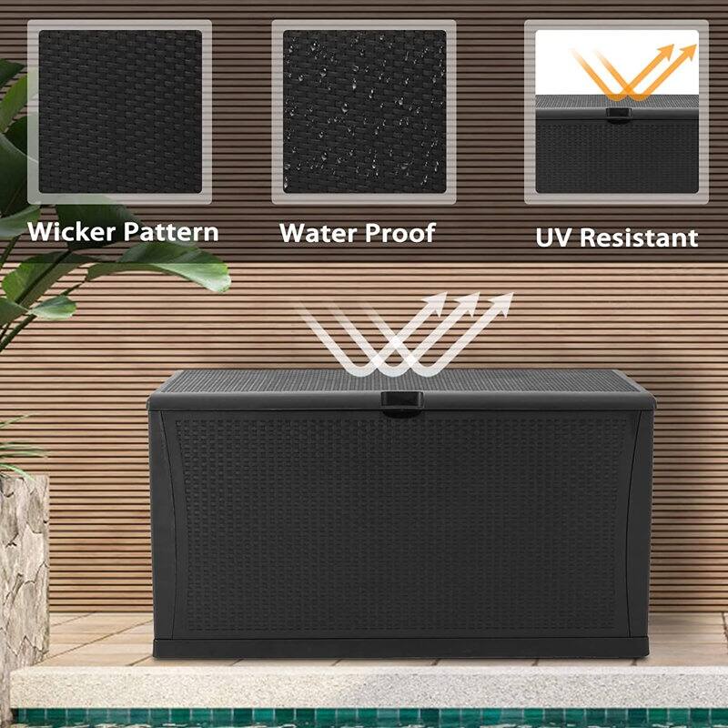 SUNCROWN 120 Gallon Deck Box Outdoor Resin Wicker Storage Container