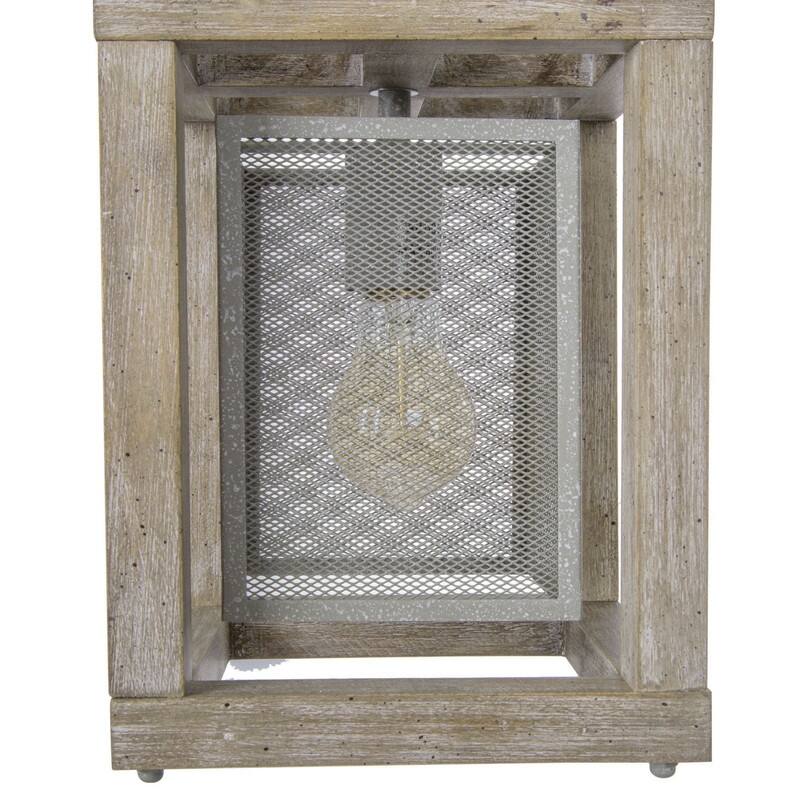 Farmhouse Square Wood 1-Light Pendant Light for Kitchen Island Dining Room - L8"xW8"xH10.5"