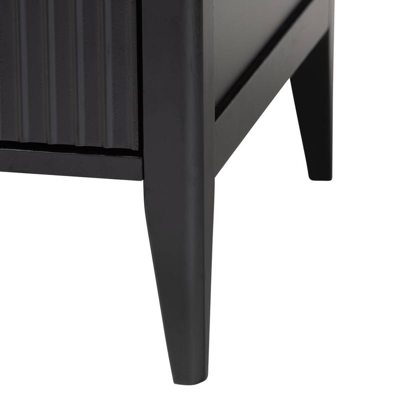 Primrose Mid-Century Fluted Wood 4-Piece Canopy Bedroom Set