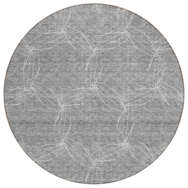 Machine Washable Indoor/ Outdoor Abstract Contemporary Chantille Rug