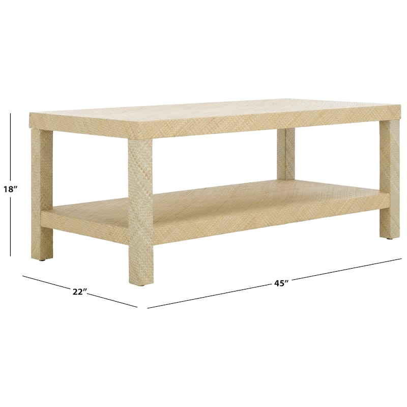 SAFAVIEH Apis Raffia 2-Shelf Coffee Table - 45"W x 22"D x 18"H