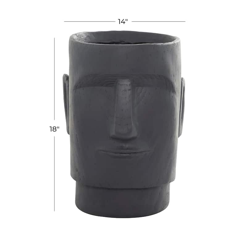 Magnesium Oxide Easter Island Head Indoor Outdoor Planter - Dark Gray or Brown - Roche River Decor