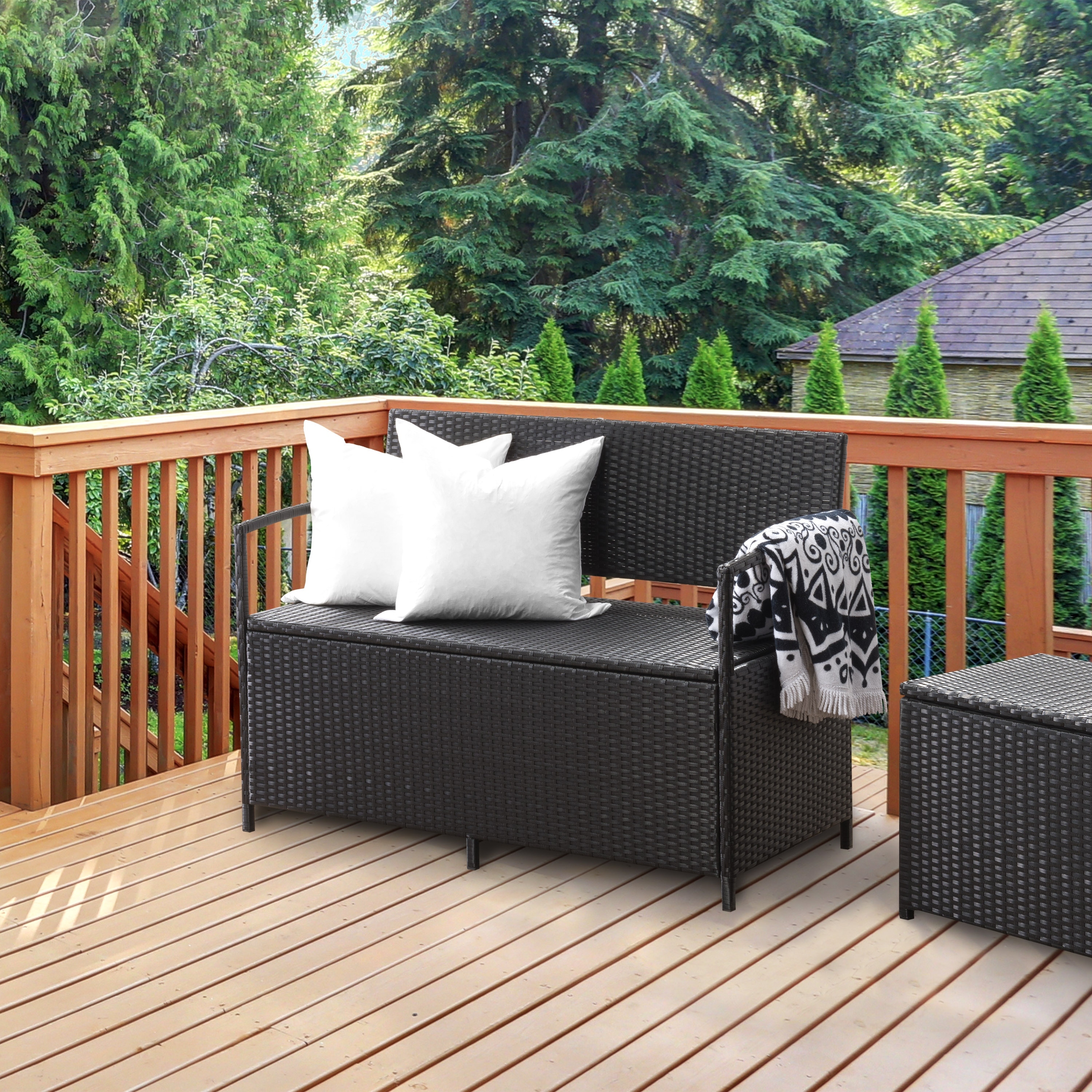 Outdoor storage bench shop black