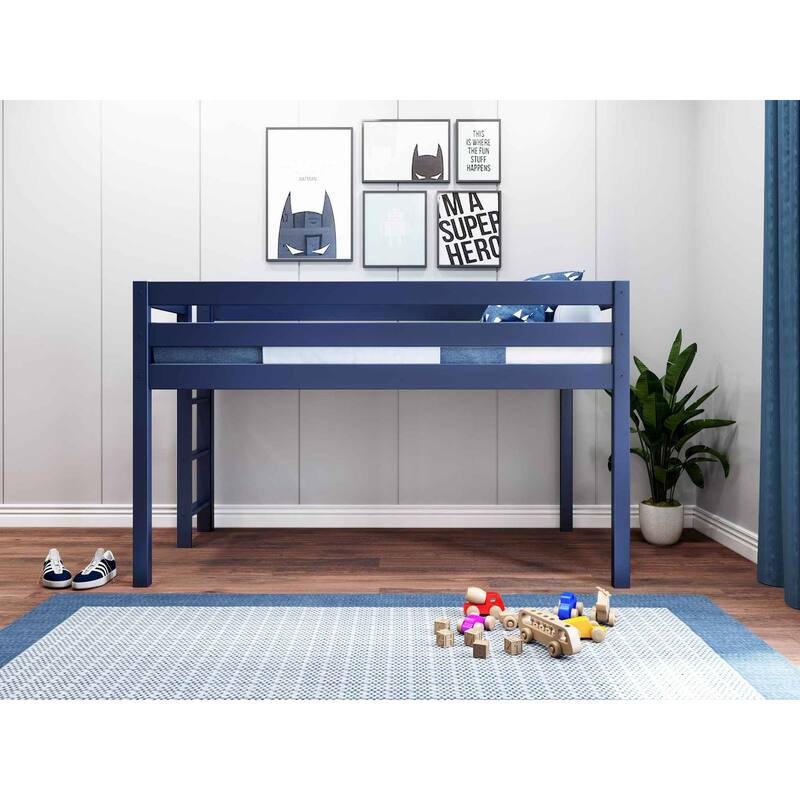 JACKPOT Contemporary Low Loft Twin Bed with End Ladder