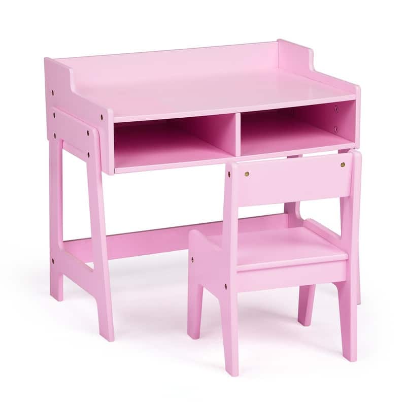 MDF Children's Study Desk And Chair Set With 2 Storage Compartments