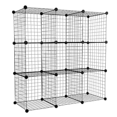 Mount-It! Wire Cube Storage Organizer, 6 Cubes, Metal Frame with Durable Metal, 10lbs per Cube - Black