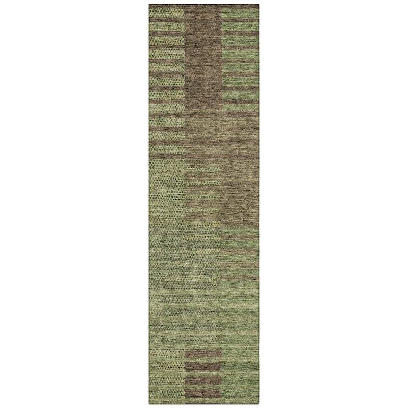 Machine Washable Indoor/ Outdoor Modern Stripes Chantille Rug