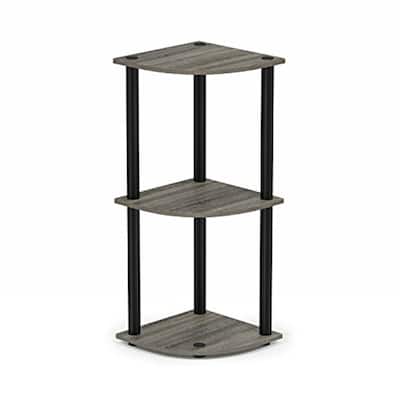 3 Tiers Wood Household Shelving Unit in French Oak/Black (11.6 in. W x 29.6 in. H x 11.6 in. D)