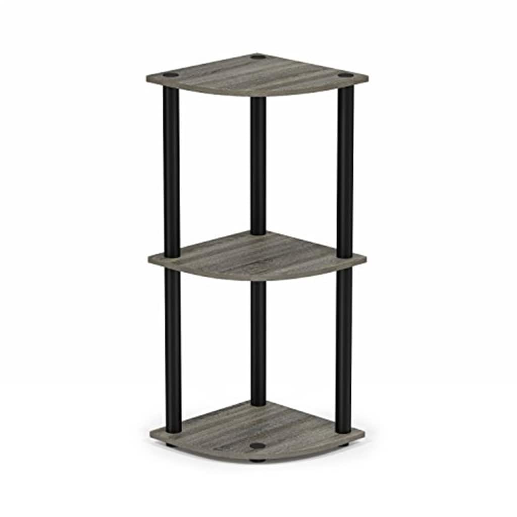 3 Tiers Wood Household Shelving Unit in French Oak/Black (11.6 in. W x 29.6 in. H x 11.6 in. D)