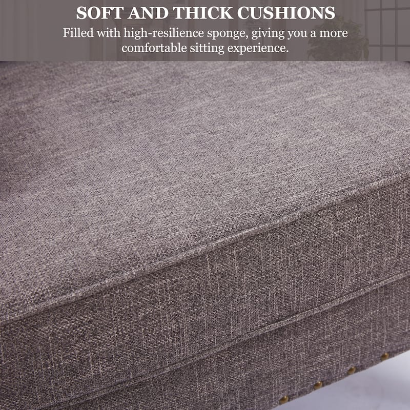 Set of 2 Arm Chair Upholstered Button Tufted Accent Chair with Lumbar Pillow Beige/ Grey/ Light Blue